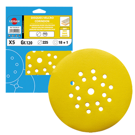 disque-ponceuse-velcro-d225mm-6-1trou-gr80-corin-jaune-leman-0